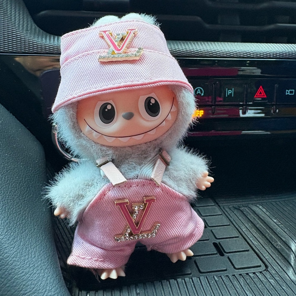MINI labubu outfit (pin for love size) pink overalls